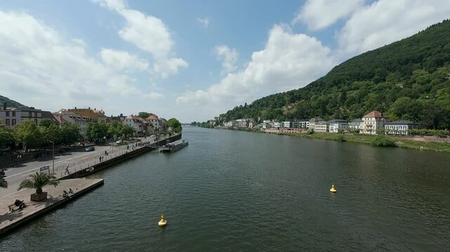 Views of the city of Heidelberg in summer. Bridge and river
