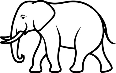  Elephant hand-drawn Flat vector illustration.