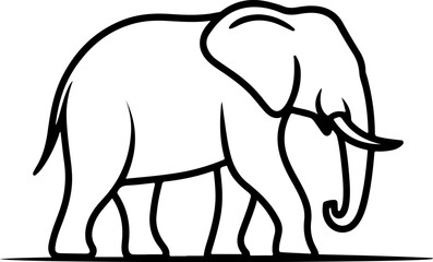  Elephant hand-drawn Flat vector illustration.