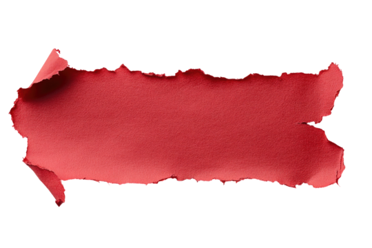 Red ripped paper banner isolated on transparent background