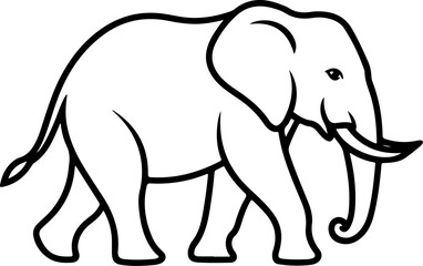  Elephant hand-drawn Flat vector illustration.
