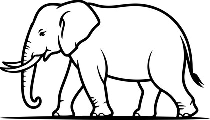  Elephant hand-drawn Flat vector illustration.