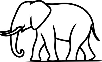  Elephant hand-drawn Flat vector illustration.