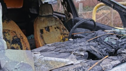 Car Wreck Burned in Mafia Showdown Bombing Terrorist Attack