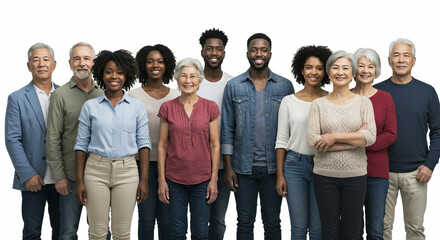 Obraz premium Diverse group standing together smiling warmly