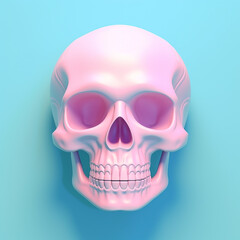 Fototapeta premium Pastel neon blue and pink skull