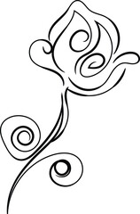 Elegant Black Line Art Floral Design Single Flower Illustration