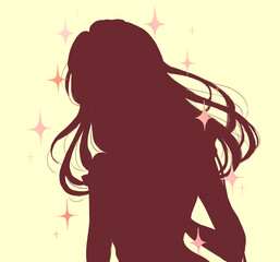 出かける女性　シルエット