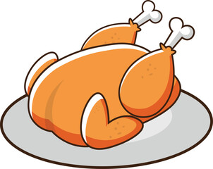 Roast chicken, vector illustration, clipart, for designers and backgrounds.