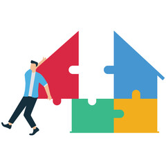 Completing a House Puzzle with Final Piece