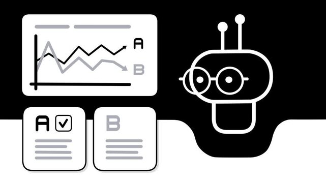 AI / KI Chatbot &ndash; Statistics Animation Loop &ndash; Black Background (Landscape)