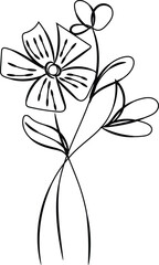 Simple Line Drawing of a Delicate Flower Bouquet