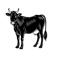 Silhouette Illustration Of Cow