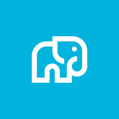 Cute Geometric Outline Elephant logo design vector illustration