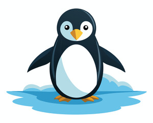 Obraz premium a penguin with its white belly and black wings standing upright