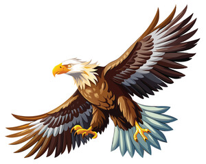 a realistic watercolor of a white tailed eagle with its powerful wings