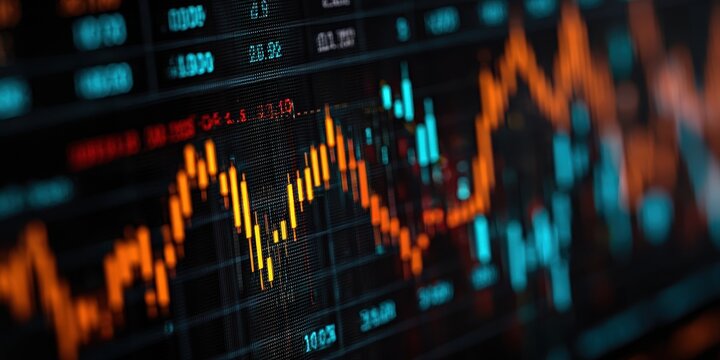Aktienmarkt-Datenvisualisierung, fallende Kurse, Finanzdatenanalyse
