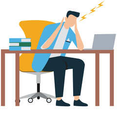 Sleepy Employee Slouching at His Desk