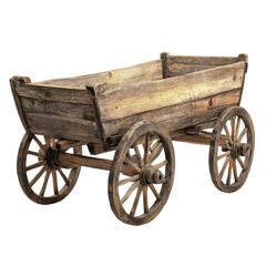 Fototapeta premium Antique wooden wagon isolated on transparent background