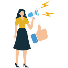Woman Making an Announcement with a Megaphone