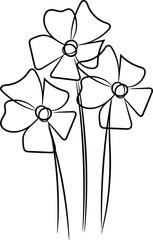 Three Simple Line Drawing Flowers Minimalist Botanical Illustration