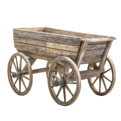 Fototapeta premium Antique wooden wagon isolated on transparent background