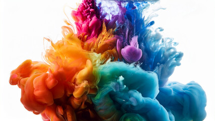 Obraz premium Colorful Paint Splashes ink, Isolated on White Background