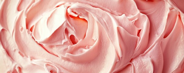 Delicate pink frosting swirl for cake decoration