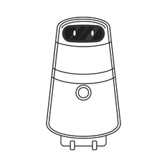 Friendly robot character with wheelbase and simple features, ideal for kids tech or education projects