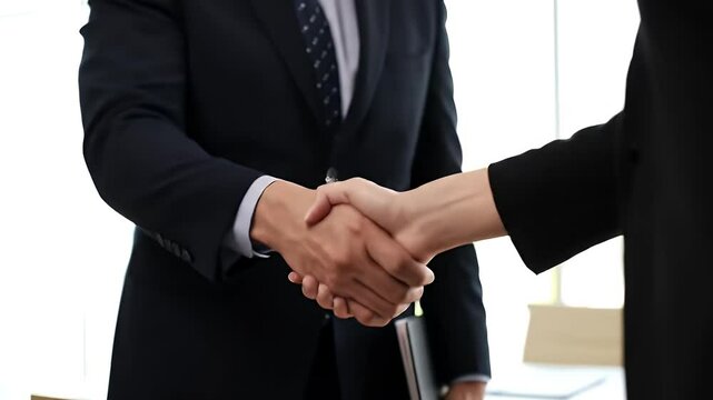 Close up hands business people shaking successful corporate partnership deal welcoming opportunity in office agreement professional greeting meeting colleagues partners slow motion