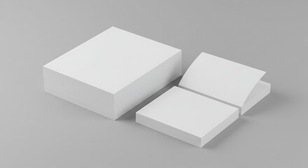 Mockup: Stack of Blank Square Cards Paper Sheets Business Cards Print 