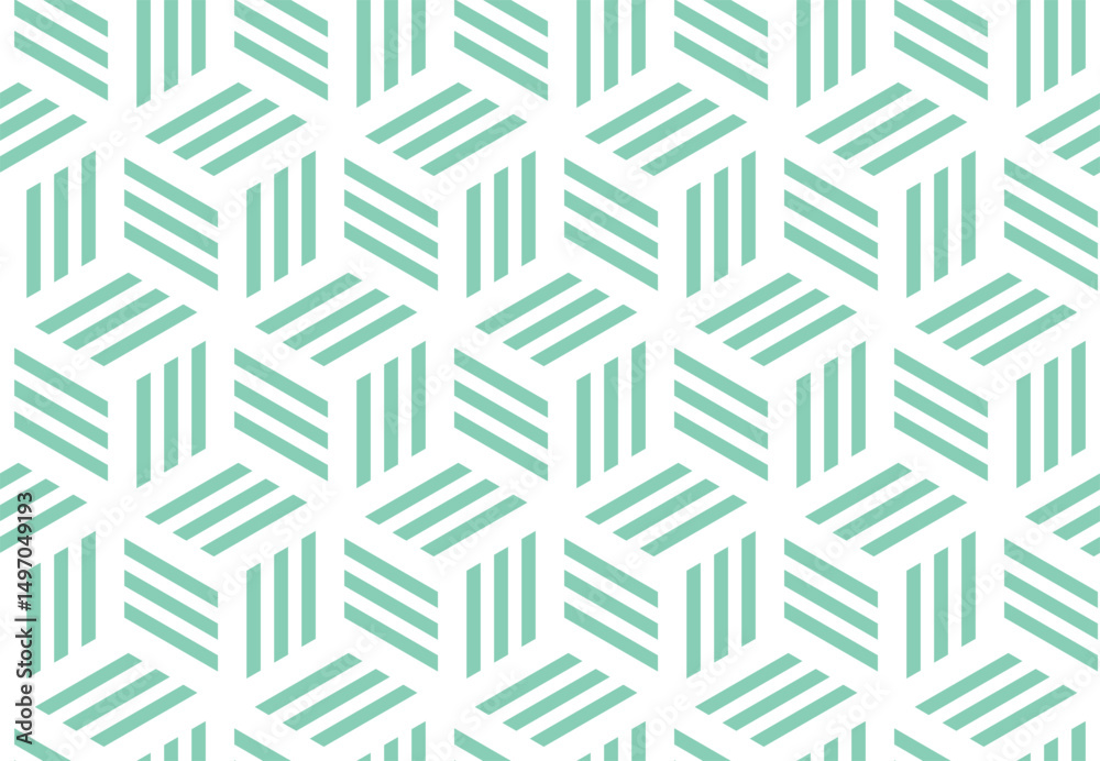 Poster Abstract geometric pattern. A seamless vector background. White and green ornament. Graphic modern pattern. Simple lattice graphic design