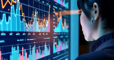 Person analyzing data on display - Powered by Adobe