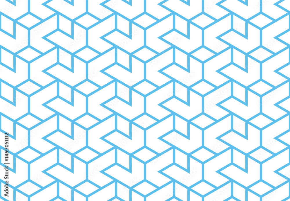 Poster The geometric pattern with lines. Seamless vector background. White and blue texture. Graphic modern pattern. Simple lattice graphic design