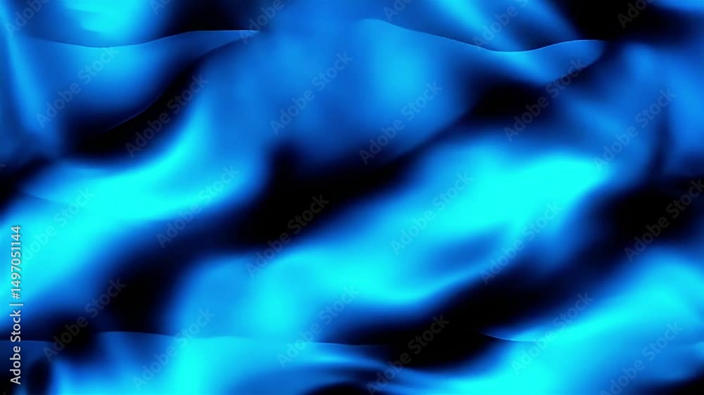 Poster abstract blue flame simulation: dynamic fluid motion and light effects