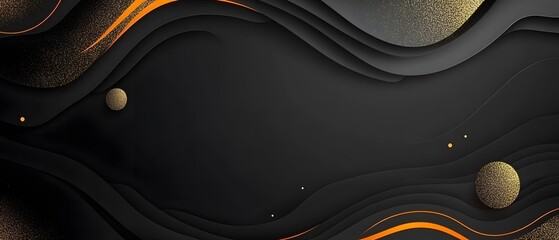 Abstract Black Gold Waves Paper Cut Design Background