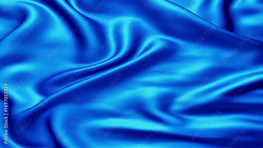 Aufkleber flowing royal blue silk fabric: abstract motion and smooth texture in a seamless video loop