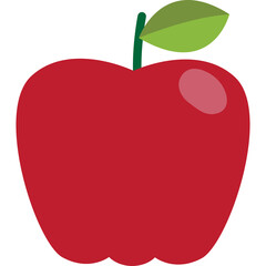 Illustration of a Red Apple with Stem