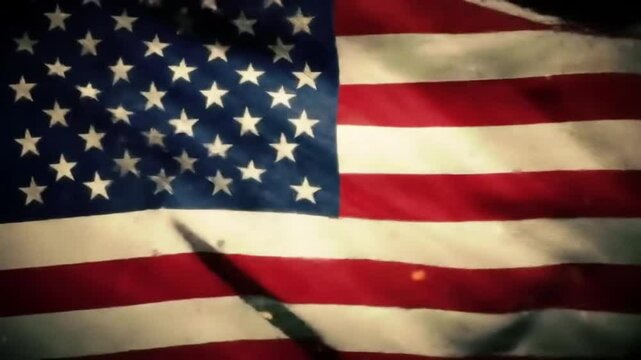 4 July Vintage Style American Flag Close-Up with Gentle Wrinkles and Textured Fabric Showing Timeless Patriotism
