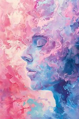 Rêve et pensées, peinture sur le thème du bien être et de l'imaginaire