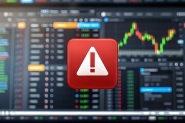 Recession Risk Management Stock market alert with data visualization and warning symbol prominently displayed.