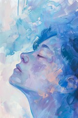 Rêve et pensées, peinture sur le thème du bien être et de l'imaginaire
