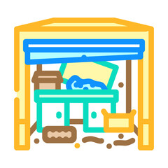 cluttered messy garage color icon vector illustration