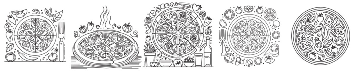 vector pizza style continuous line