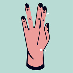 Illustration of Hand Making Vulcan Salute Gesture