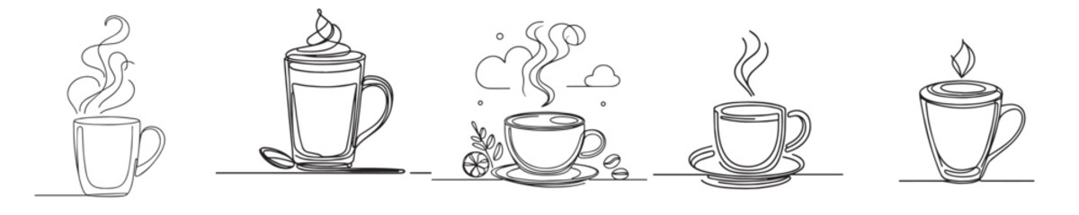 coffee cup vector continuous line style
