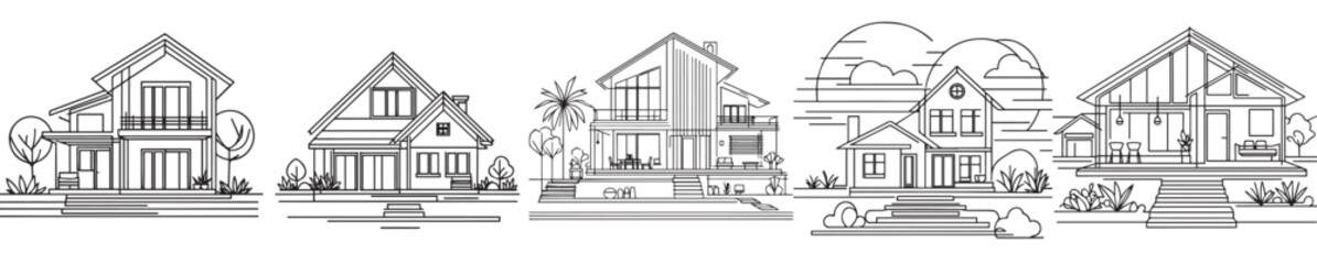 continuous line style house vector