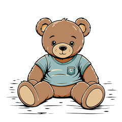 Teddy Bear with Blue Shirt Illustration