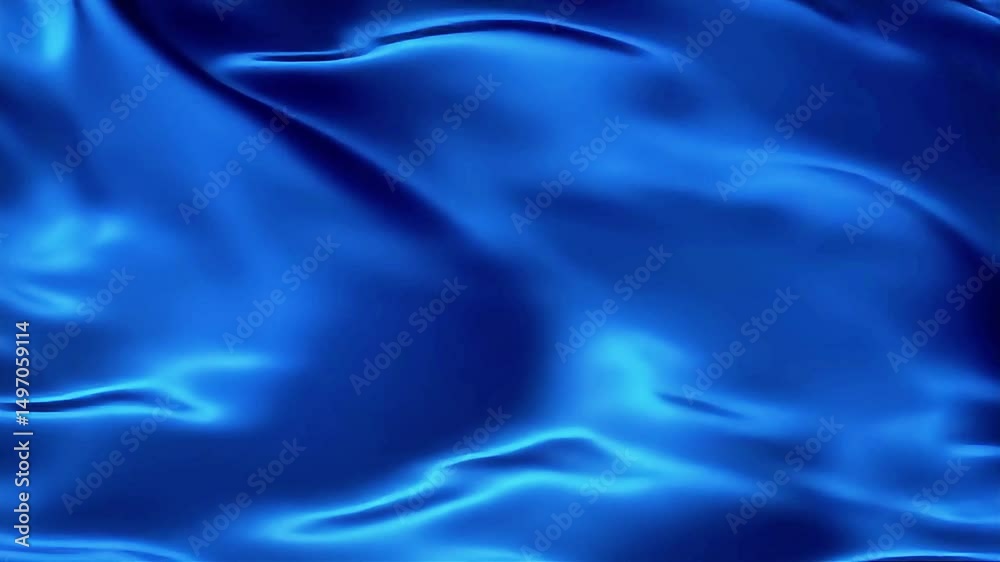 Poster flowing royal blue fabric: abstract motion and shimmering texture in dynamic video