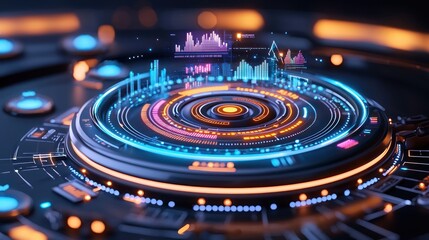 Futuristic Technology Interface Showing Data Analysis